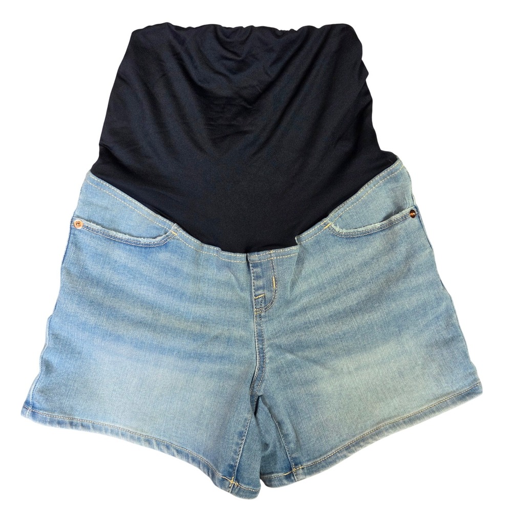 Isabel by Ingrid & Isabel Maternity Denim Midi Shorts Light Wash Size 4